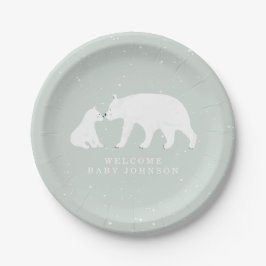 Mama und Baby Polar Bear Blue Winter Baby Dusche Pappteller