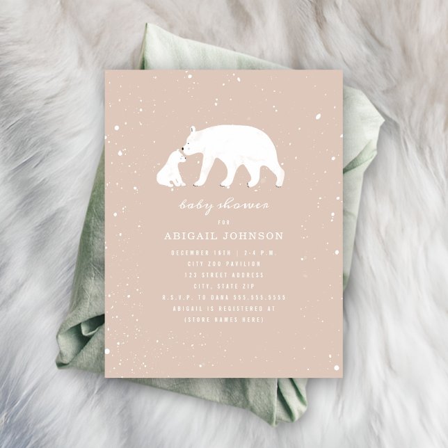 Mama und Baby Polar Bear Pink Babydusche Einladung (Von Creator hochgeladen)