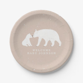 Mama und Baby Polar Bear Pink Winter Baby Dusche Pappteller