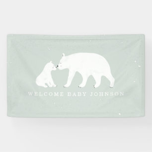 Mama und Baby Polar Bear Snow Blue Baby Dusche Banner