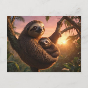 Mama und Baby Sloth Postkarte