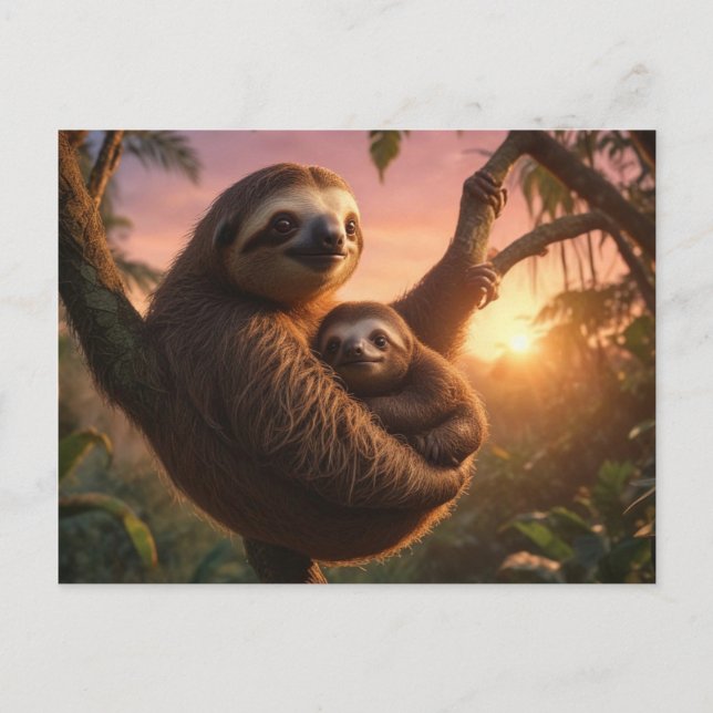 Mama und Baby Sloth Postkarte (Vorderseite)