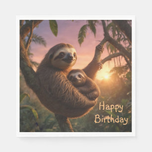 Mama und Baby Sloth Serviette