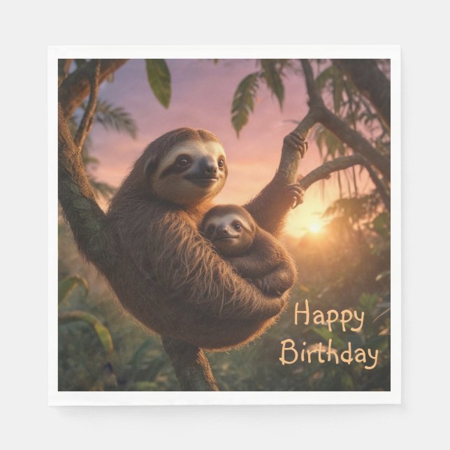 Mama und Baby Sloth Serviette (Vorderseite)