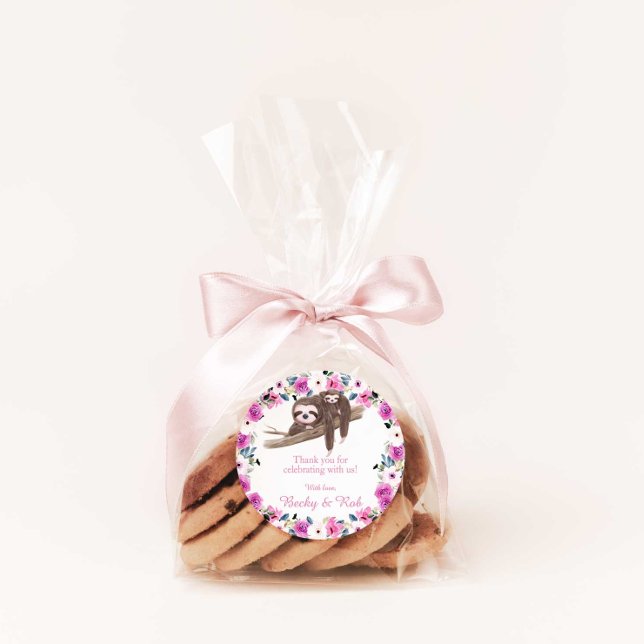 Mama und Baby Sloth Vielen Dank für Ihr Rundschrei Runder Aufkleber (Von Creator hochgeladen)