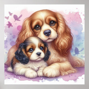 Mama und Baby Spaniel Poster