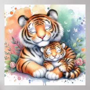 Mama und Baby Tiger Poster