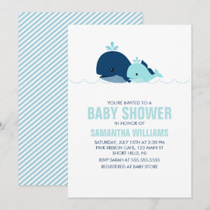 Mama und Baby Whale Baby Dusche {blau} Einladung