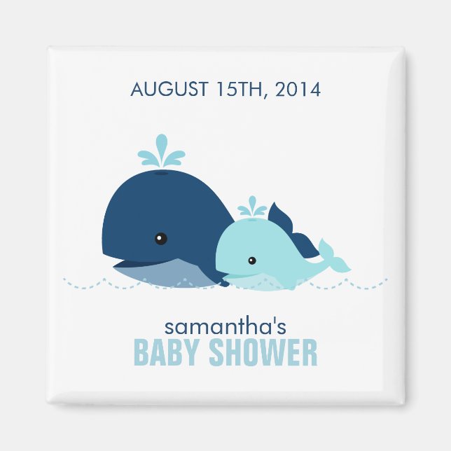Mama und Baby Whale Baby Dusche {blau} Magnet (Vorne)