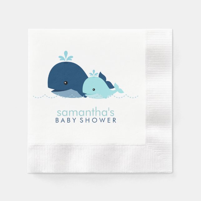 Mama und Baby Whale Baby Dusche {blau} Serviette (Vorderseite)