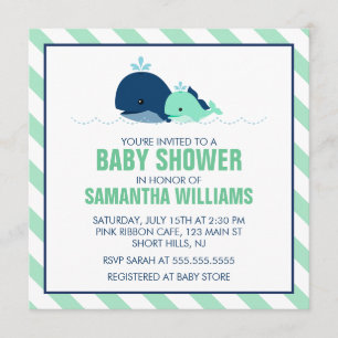 Mama und Baby Whales Babydusche Einladung