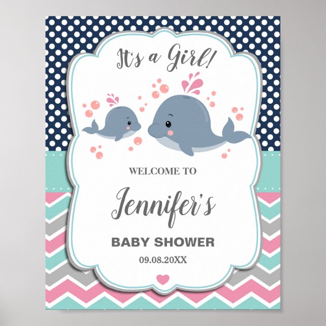 Mama und Baby Whales Babydusche Schönheitspflege Poster (Vorne)