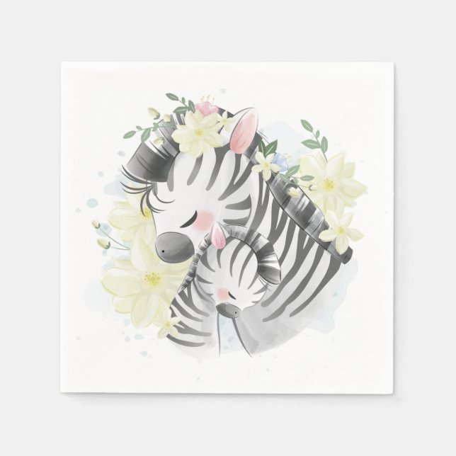 Mama und Baby Zebra Napkins Serviette (Vorderseite)