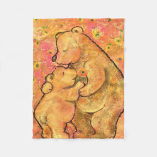 Mama und Babybär - Umarmung Fleecedecke