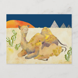 Mama- und BabyCamels Postkarte