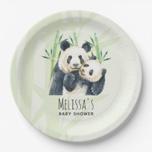 Mama und Babydusche für Wasserfarben Panda Bears Pappteller