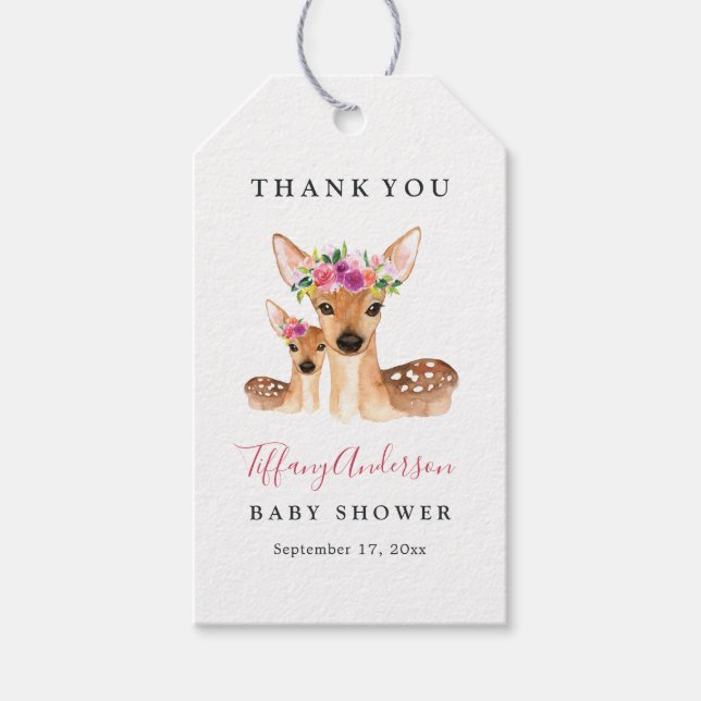 Mama und Babyduschmarken für Rehe Geschenkanhänger (Vorderseite)