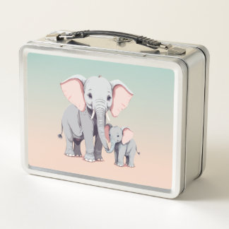 Mama- und Babyelefantenlunchbox Metall Brotdose