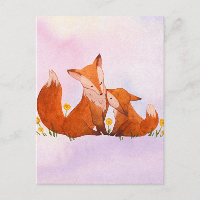 Mama und Babyfuchs Postkarte (Vorderseite)