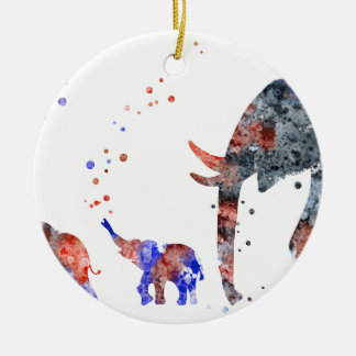 Mama und Babys Elefant, Elefantfamilie Keramikornament