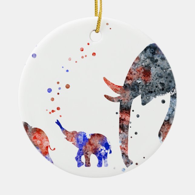 Mama und Babys Elefant, Elefantfamilie Keramikornament (Vorne)