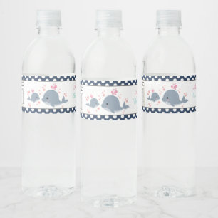 Mama und Babywal Baby Shower Geschenk für Mädchen Wasserflaschenetikett