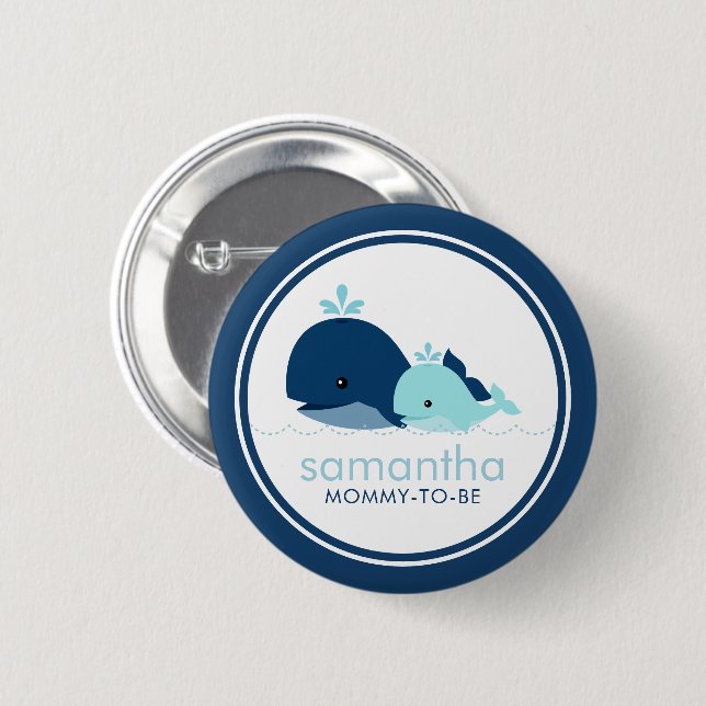 Mama und Babywale "Mama to be" Kinderdusche Button (Vorne & Hinten)