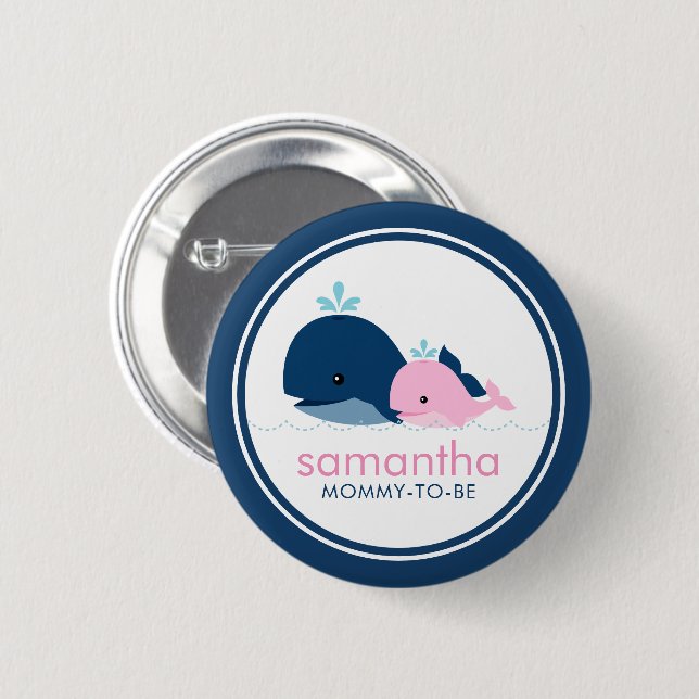 Mama und Babywale "Mama to be" Kinderdusche Button (Vorne & Hinten)