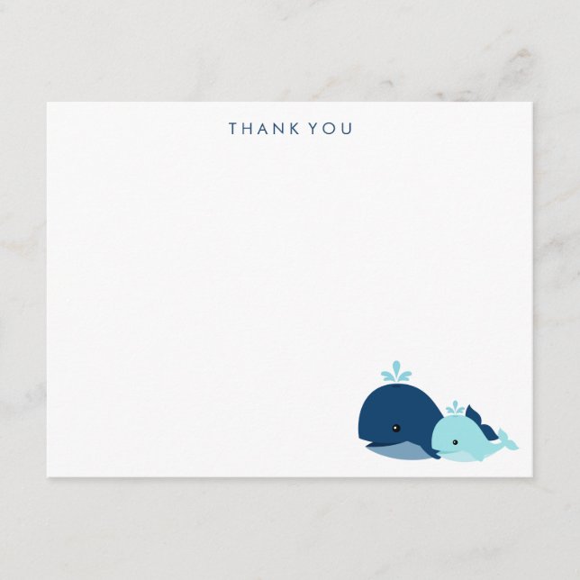 Mama und Blue Baby Whale Vielen Dank Karten (Vorderseite)