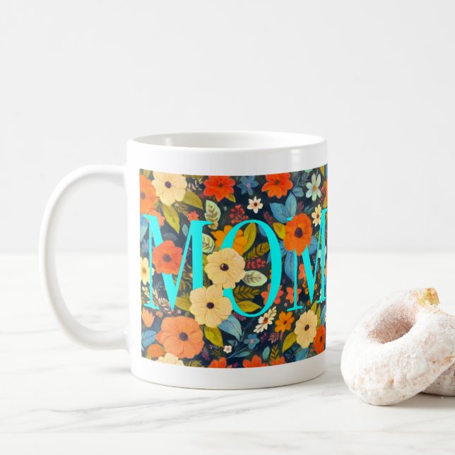 Mama und Blume Kaffeetasse (Mit Donut)