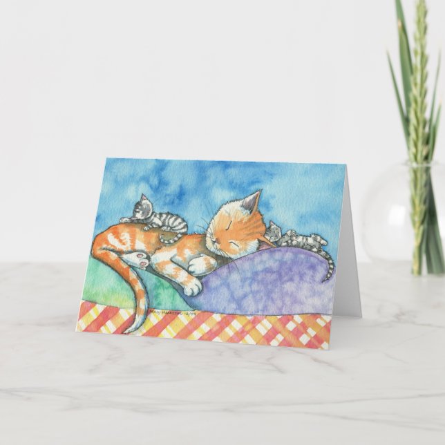 Mama und die Twins Cats Card von Molly Harrison Karte (Vorderseite)