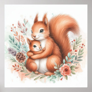 Mama und Eichhörnchen Poster