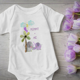 Mama und ich Fliederfarbene Mutter und Baby-Elef Baby Strampler