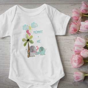 Mama und ich Türkisblaue Mutter und Baby-Elefant Baby Strampler