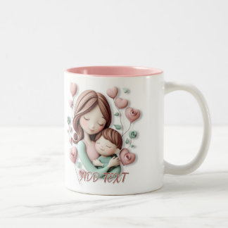 Mama und Junge Kind - 3D-Keramik Kunst Zweifarbige Tasse