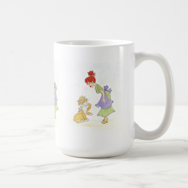 Mama und Katze mit Maus Knochen China Cup Tasse (Rechts)