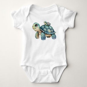 Mama und Kinderschildkröte, Niedliche Meeresschild Baby Strampler