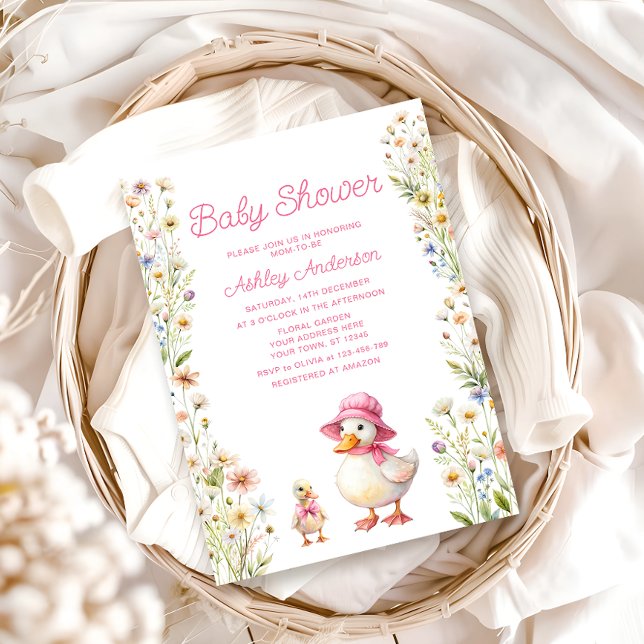 Mama und Little Gosling Girl Babydusche Einladung (Von Creator hochgeladen)