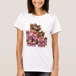 Mama und Mini Leopardendruck Teddybär passend T-Shirt