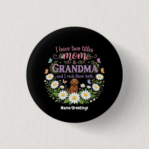 Mama und Oma Zwei Titel Florales Hunde-Daisy-Desig Button