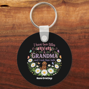 Mama und Oma Zwei Titel Florales Hunde-Daisy-Desig Schlüsselanhänger