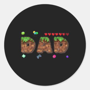 Mama und Papa des Geburtstagsjungen Pixel Game Mat Runder Aufkleber