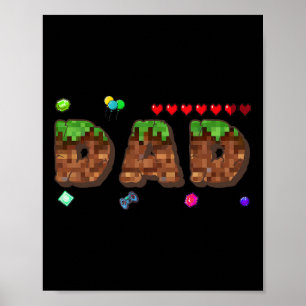 Mama und Papa des Geburtstagsjungen Pixel-Spiel pa Poster