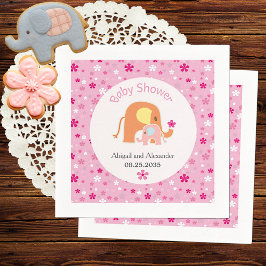 Mama und rosa Elefant Baby Shower Serviette