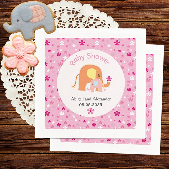 Mama und rosa Elefant Baby Shower Serviette (Von Creator hochgeladen)