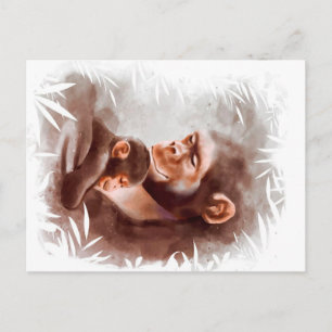 Mama und Sohn Affenmalerei, Affenfamilie Geburtsta Postkarte