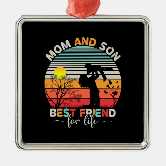Mama und Sohn bester Freund Ornament Aus Metall (Vorne)