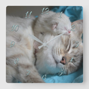 Mama und Sohn Quadratische Wanduhr