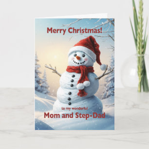Mama und Step Vater Weihnachtsschneemann Feiertagskarte