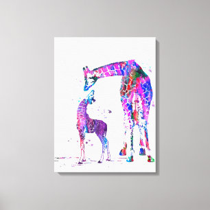 Mama und Tochter-Giraffe, Familiengeschenk Leinwanddruck